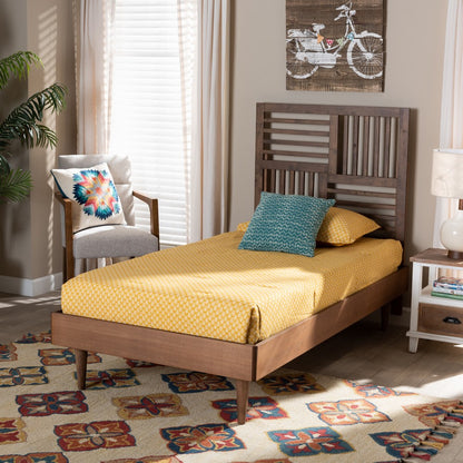 Baxton Studio - Romy Twin Size Bed in Walnut Brown - Romy-Ash Walnut-Twin view 6
