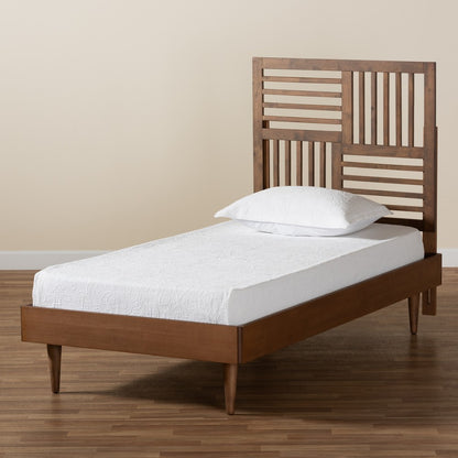 Baxton Studio - Romy Twin Size Bed in Walnut Brown - Romy-Ash Walnut-Twin view 7