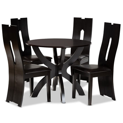 Baxton Studio - Ronda Dining Set in Dark Brown/Espresso Brown - Ronda-Dark Brown-5PC Dining Set view 1