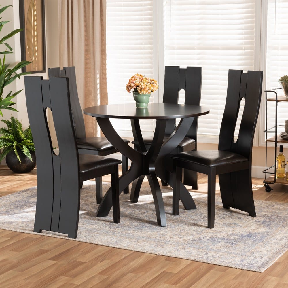 Baxton Studio - Ronda Dining Set in Dark Brown/Espresso Brown - Ronda-Dark Brown-5PC Dining Set view 7