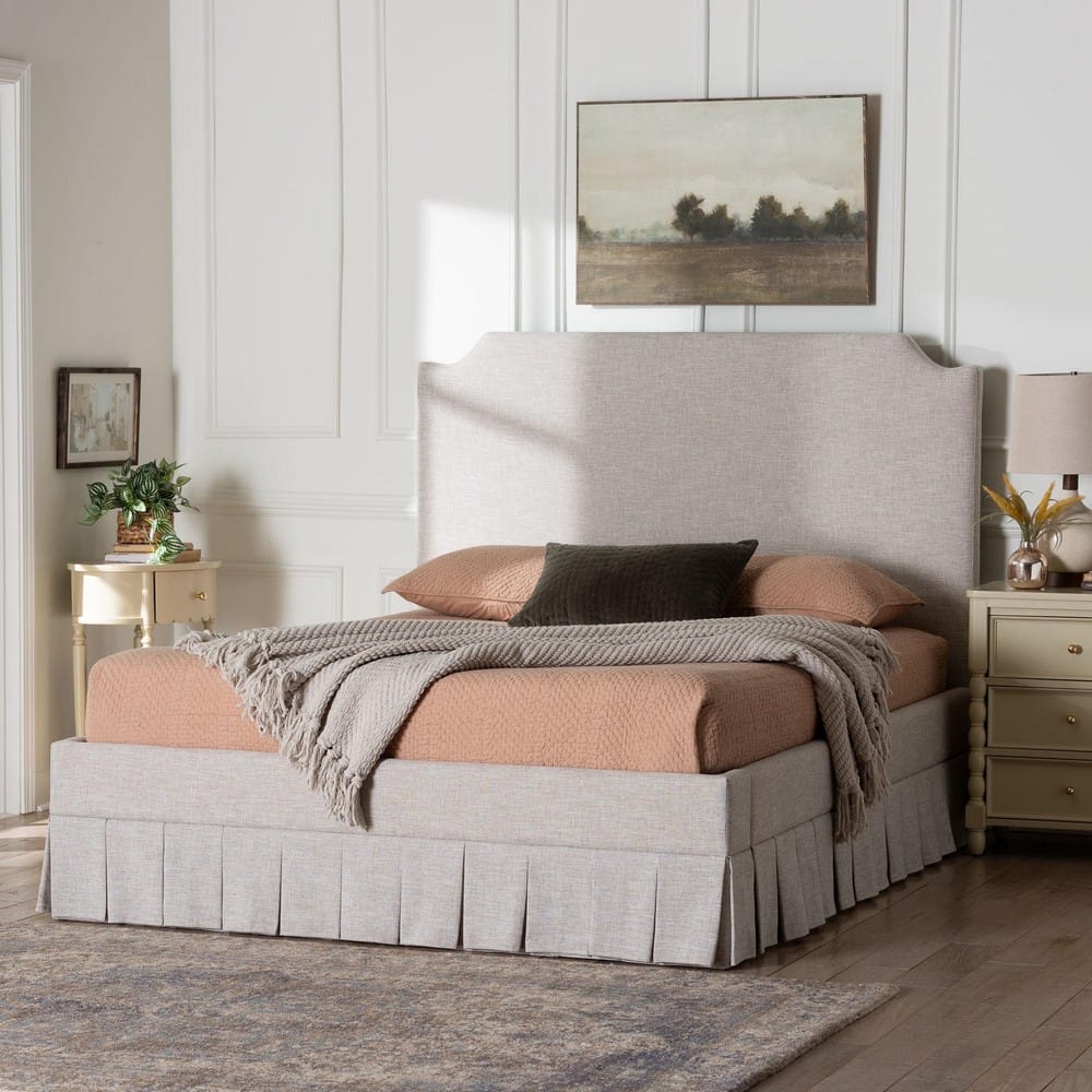 Baxton Studio - Ronelyn Queen Size Bed in Beige - BBT61383-Beige-H1217-3-Queen view 7