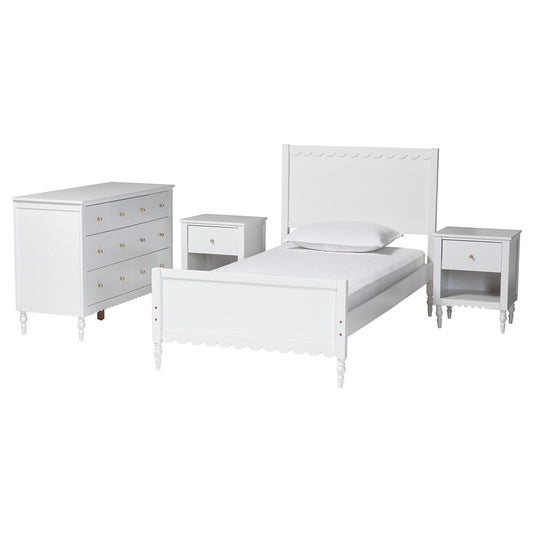 Baxton Studio - Roni Full Bedroom Set in White - Roni-White-Full 4PC Bedroom Set 1 view 1
