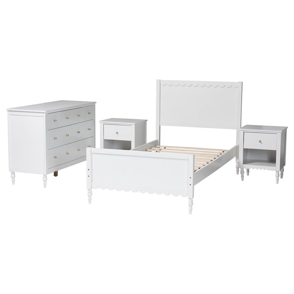 Baxton Studio - Roni Full Bedroom Set in White - Roni-White-Full 4PC Bedroom Set 1 view 2