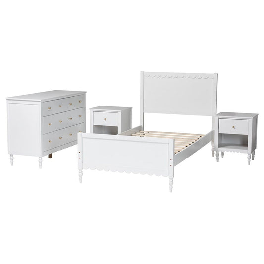 Baxton Studio - Roni Full Bedroom Set in White - Roni-White-Full 4PC Bedroom Set 1 view 2