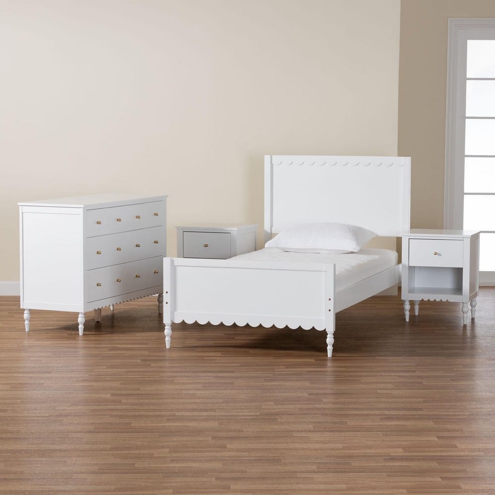 Baxton Studio - Roni Full Bedroom Set in White - Roni-White-Full 4PC Bedroom Set 1 view 11