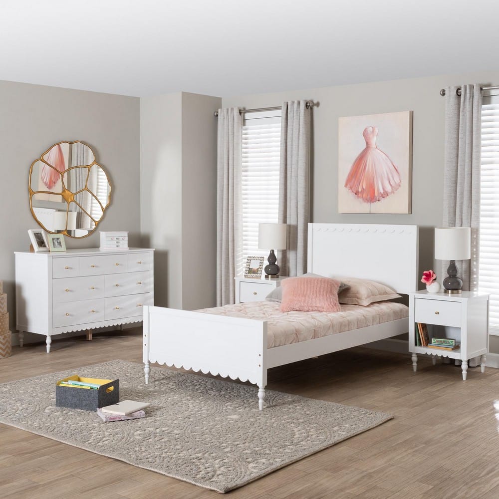 Baxton Studio - Roni Full Bedroom Set in White - Roni-White-Full 4PC Bedroom Set 1 view 12