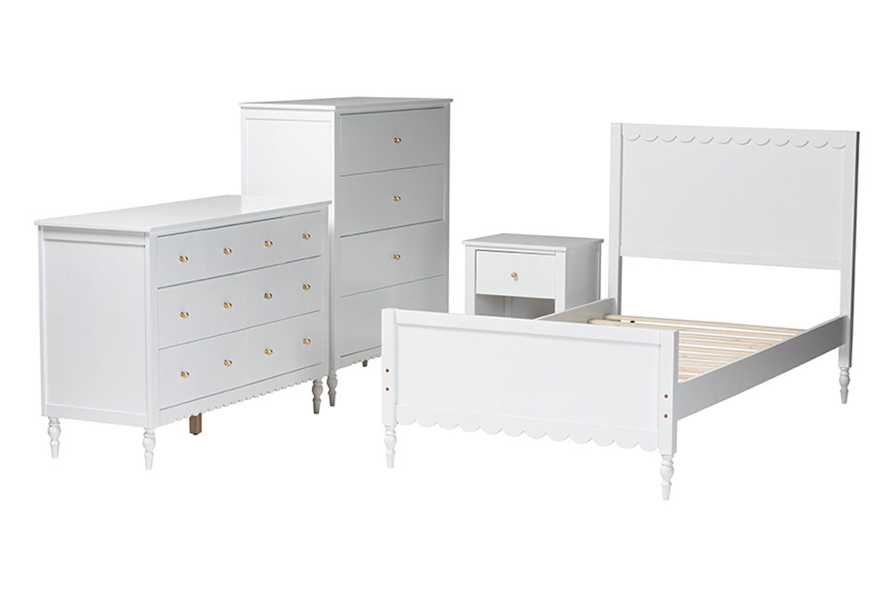 Baxton Studio - Roni Full Bedroom Set - Roni-White-Full 4PC Bedroom Set 2 view 2