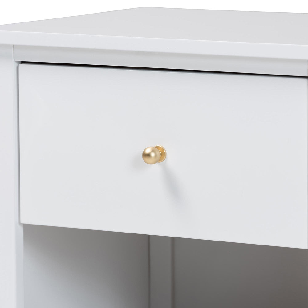 Baxton Studio - Roni Nightstand in White - Roni-White-NS view 5