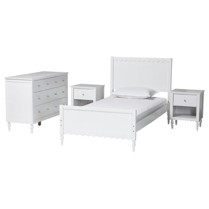 Baxton Studio - Roni Twin Bedroom Set in White - Roni-White-Twin 4PC Bedroom Set 1 view 1