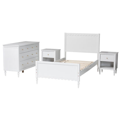 Baxton Studio - Roni Twin Bedroom Set in White - Roni-White-Twin 4PC Bedroom Set 1 view 2