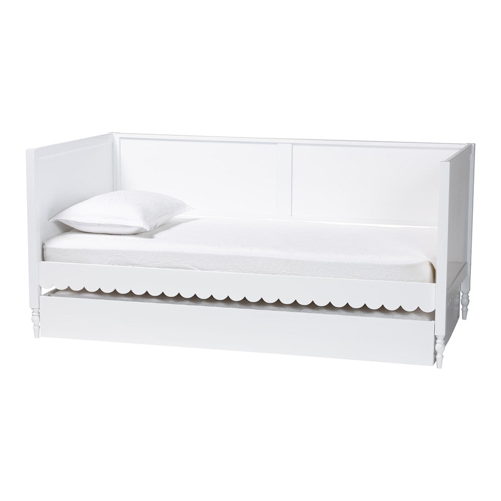 Baxton Studio - Roni Twin Size Daybed with Trundle in White - Roni-White-Daybed with Trundle view 1