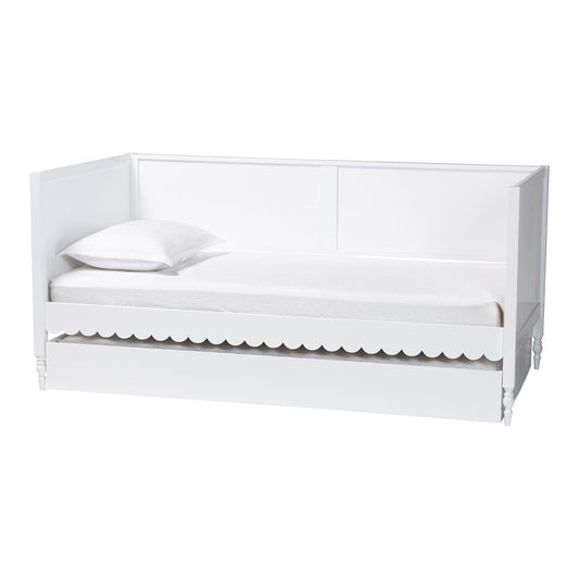Baxton Studio - Roni Twin Size Daybed with Trundle in White - Roni-White-Daybed with Trundle view 1