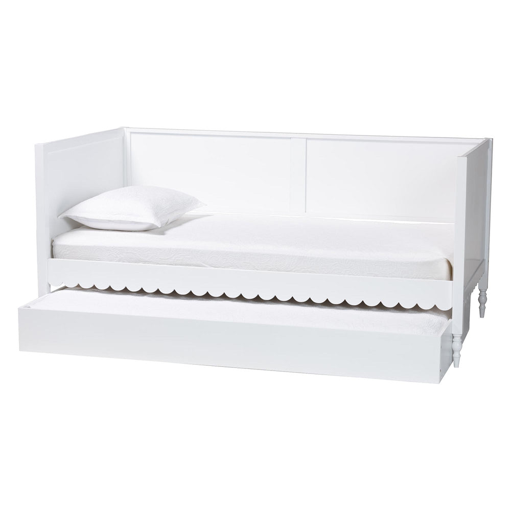 Baxton Studio - Roni Twin Size Daybed with Trundle in White - Roni-White-Daybed with Trundle view 2