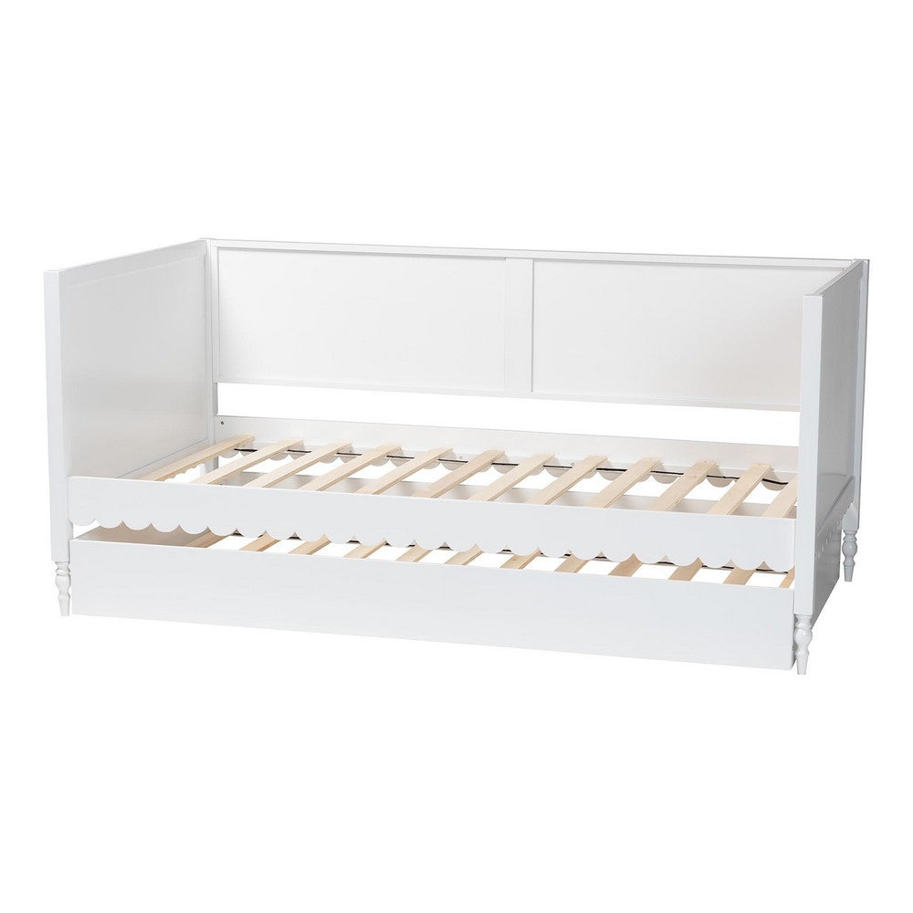 Baxton Studio - Roni Twin Size Daybed with Trundle in White - Roni-White-Daybed with Trundle view 4