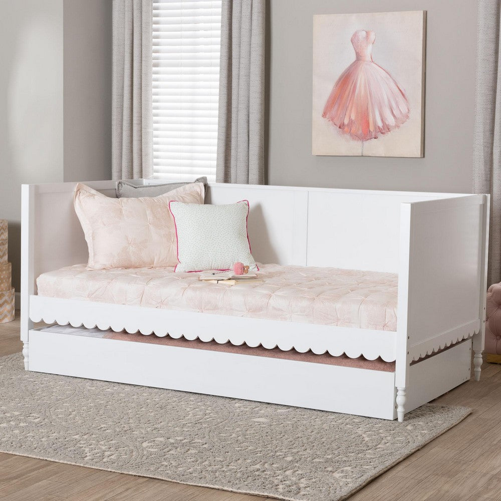 Baxton Studio - Roni Twin Size Daybed with Trundle in White - Roni-White-Daybed with Trundle view 9