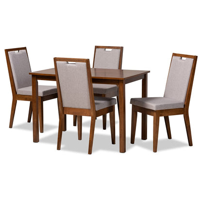 Baxton Studio - Rosa Dining Set in Grey/Walnut Brown - Rosa-Grey/Walnut-5PC Dining Set view 1