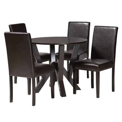 Baxton Studio - Rosi Dining Set in Espresso Brown - Rosi-Dark Brown-5PC Dining Set view 1