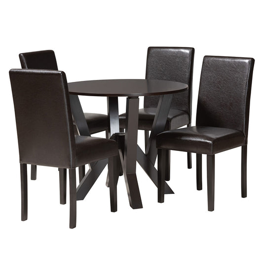 Baxton Studio - Rosi Dining Set in Espresso Brown - Rosi-Dark Brown-5PC Dining Set view 1