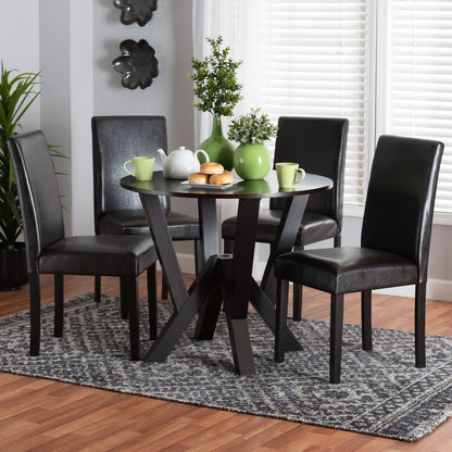 Baxton Studio - Rosi Dining Set in Espresso Brown - Rosi-Dark Brown-5PC Dining Set view 8
