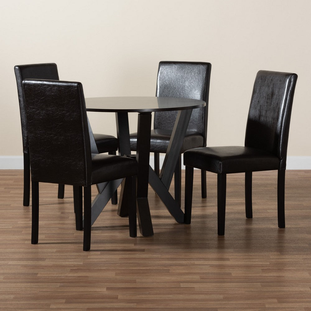 Baxton Studio - Rosi Dining Set in Espresso Brown - Rosi-Dark Brown-5PC Dining Set view 9