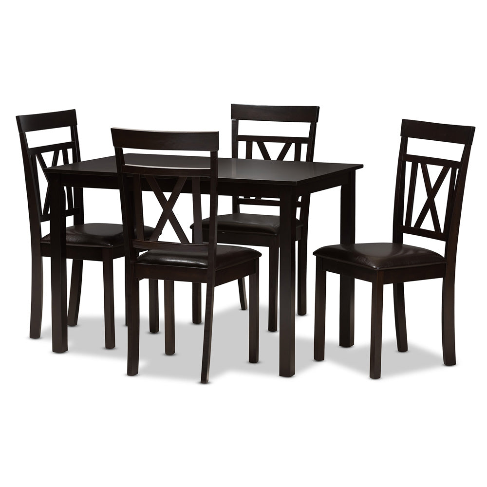 Baxton Studio - Rosie Dining Set in Dark Brown - RH123C-Dark Brown Dining Set view 1