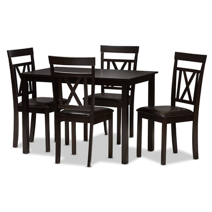 Baxton Studio - Rosie Dining Set in Dark Brown - RH123C-Dark Brown Dining Set view 1