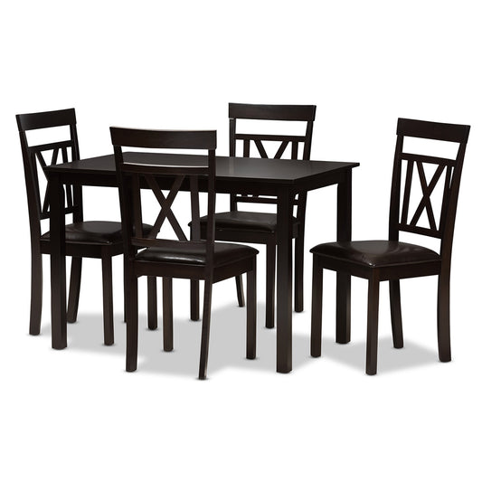 Baxton Studio - Rosie Dining Set in Dark Brown - RH123C-Dark Brown Dining Set view 1