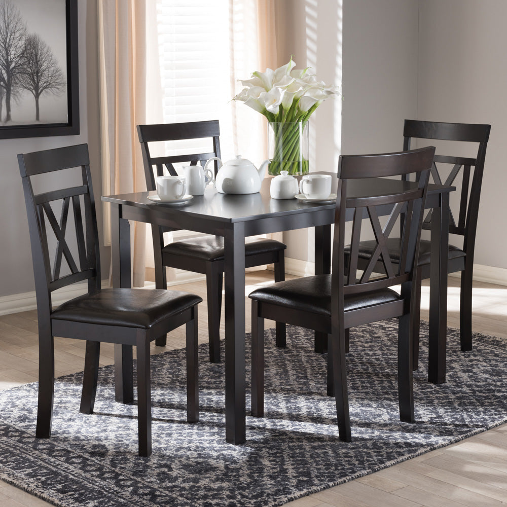 Baxton Studio - Rosie Dining Set in Dark Brown - RH123C-Dark Brown Dining Set view 5