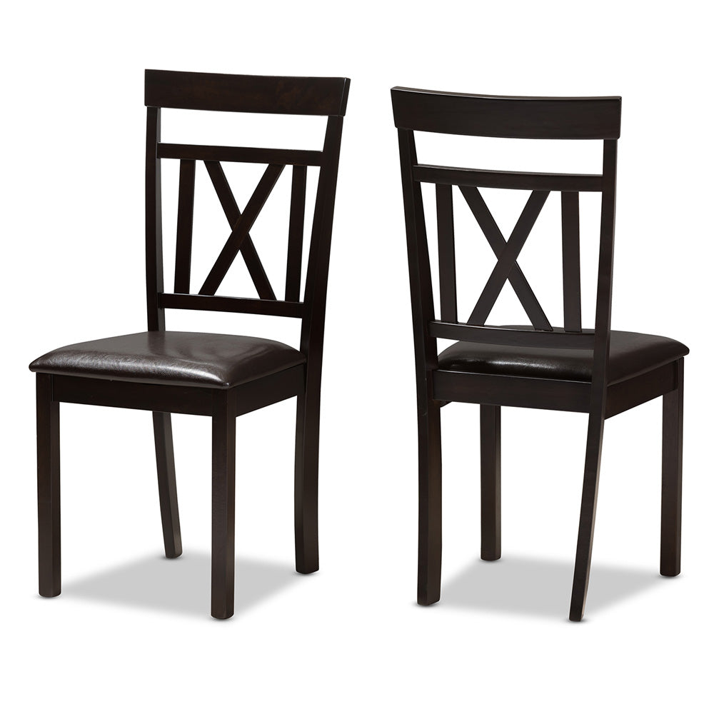 Baxton Studio - Rosie Set of 2 Dining Chairs in Dark Brown - RH123C-Dark Brown-DC view 1