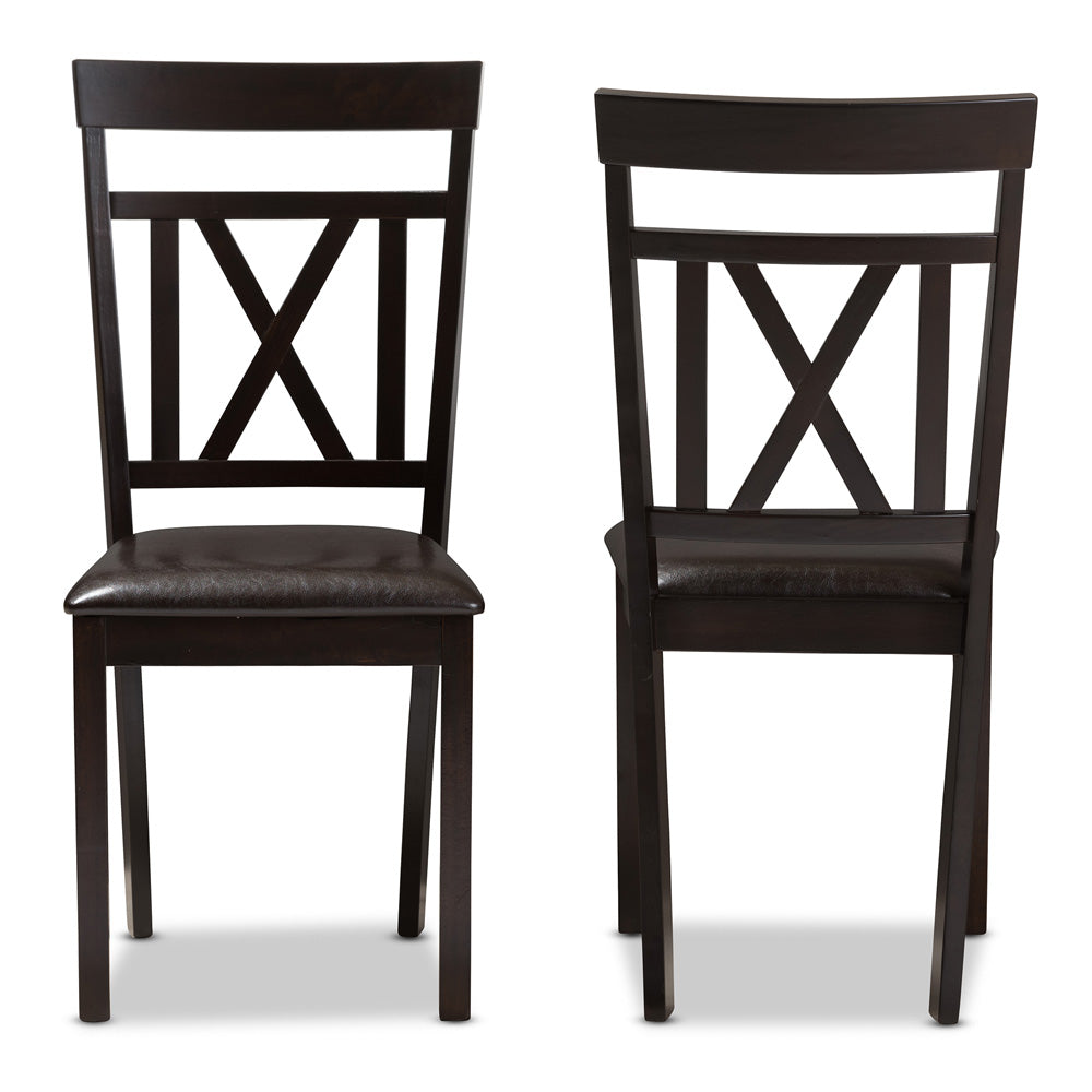 Baxton Studio - Rosie Set of 2 Dining Chairs in Dark Brown - RH123C-Dark Brown-DC view 2