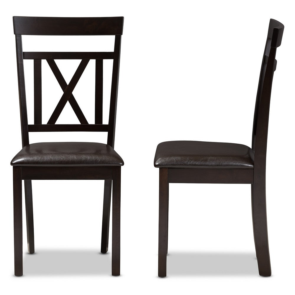 Baxton Studio - Rosie Set of 2 Dining Chairs in Dark Brown - RH123C-Dark Brown-DC view 3