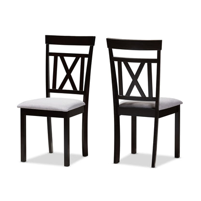 Baxton Studio - Rosie Set of 2 Dining Chairs in Grey/Espresso Brown - RH123C-Dark Brown/Grey-DC view 1