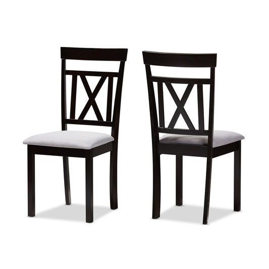 Baxton Studio - Rosie Set of 2 Dining Chairs in Grey/Espresso Brown - RH123C-Dark Brown/Grey-DC view 1