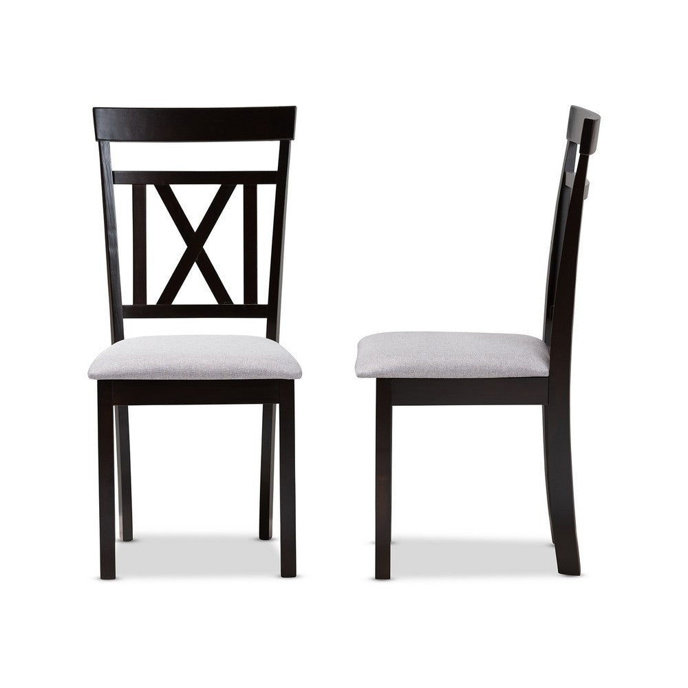 Baxton Studio - Rosie Set of 2 Dining Chairs in Grey/Espresso Brown - RH123C-Dark Brown/Grey-DC view 3