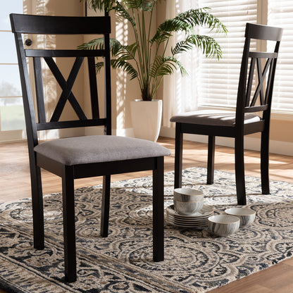 Baxton Studio - Rosie Set of 2 Dining Chairs in Grey/Espresso Brown - RH123C-Dark Brown/Grey-DC view 5