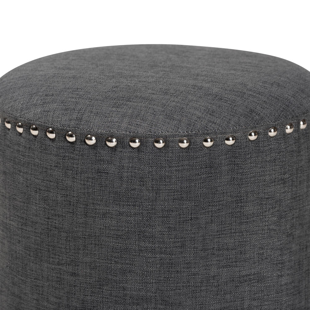 Baxton Studio - Rosine Ottoman in Grey - 1708-Gray view 2