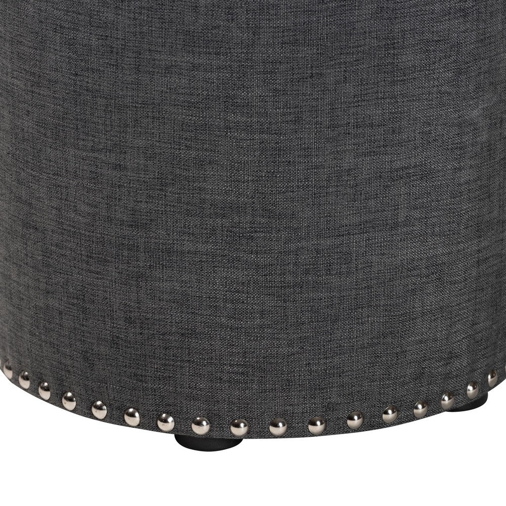 Baxton Studio - Rosine Ottoman in Grey - 1708-Gray view 3