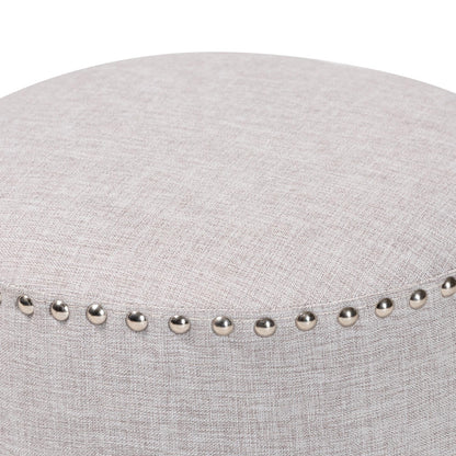 Baxton Studio - Rosine Ottoman in Light Grey - 1708-Light Gray view 2
