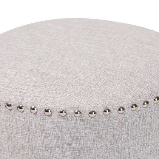 Baxton Studio - Rosine Ottoman in Light Grey - 1708-Light Gray view 2