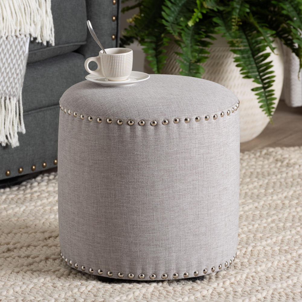 Baxton Studio - Rosine Ottoman in Light Grey - 1708-Light Gray view 6