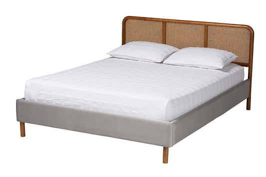 Baxton Studio - Rosita Queen Size Bed - BBT61162-Rattan-Queen view 1