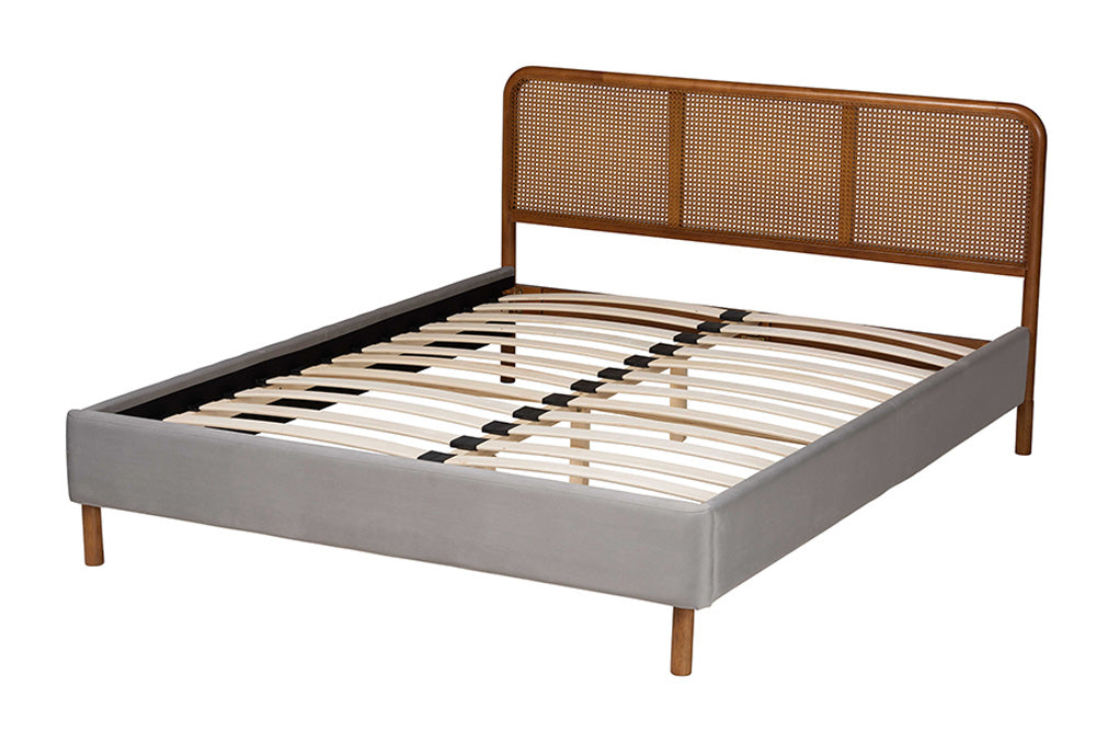 Baxton Studio - Rosita Queen Size Bed - BBT61162-Rattan-Queen view 3
