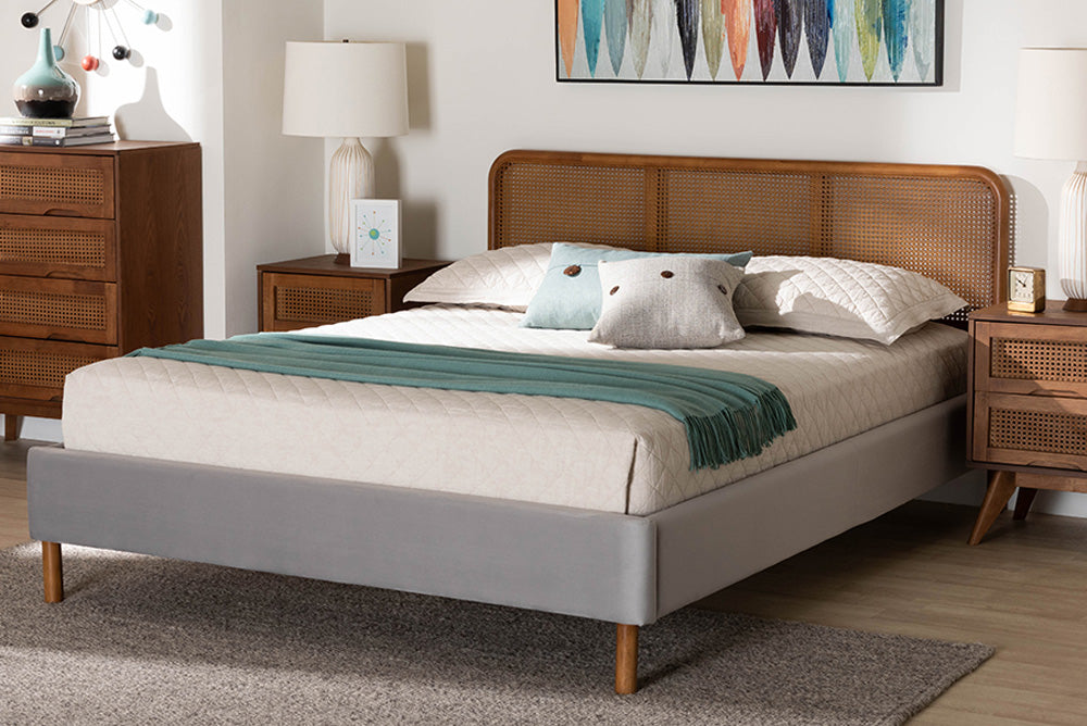 Baxton Studio - Rosita Queen Size Bed - BBT61162-Rattan-Queen view 5