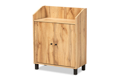 Baxton Studio - Rossin Shoe Cabinet - ATSC1614-Wotan Oak-Shoe Cabinet view 1