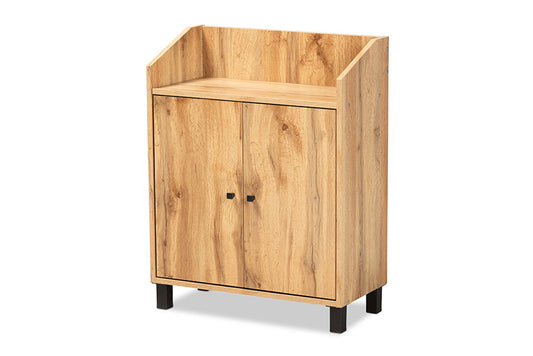 Baxton Studio - Rossin Shoe Cabinet - ATSC1614-Wotan Oak-Shoe Cabinet view 1