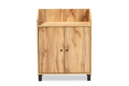 Baxton Studio - Rossin Shoe Cabinet - ATSC1614-Wotan Oak-Shoe Cabinet view 3