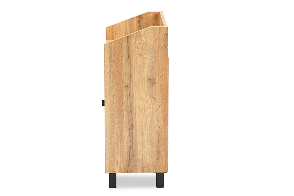 Baxton Studio - Rossin Shoe Cabinet - ATSC1614-Wotan Oak-Shoe Cabinet view 4