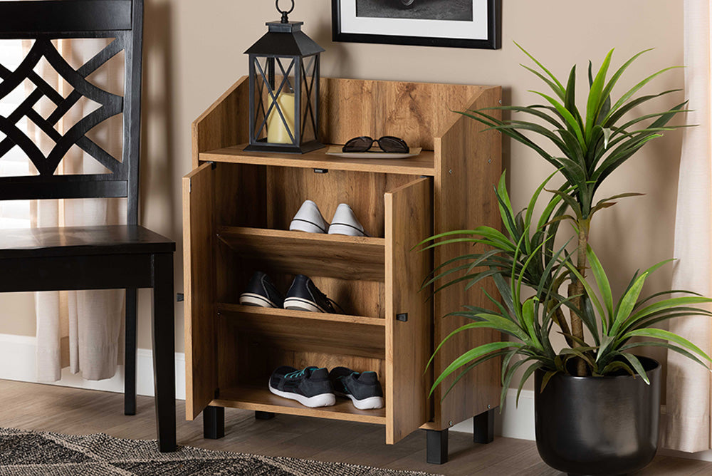 Baxton Studio - Rossin Shoe Cabinet - ATSC1614-Wotan Oak-Shoe Cabinet view 8