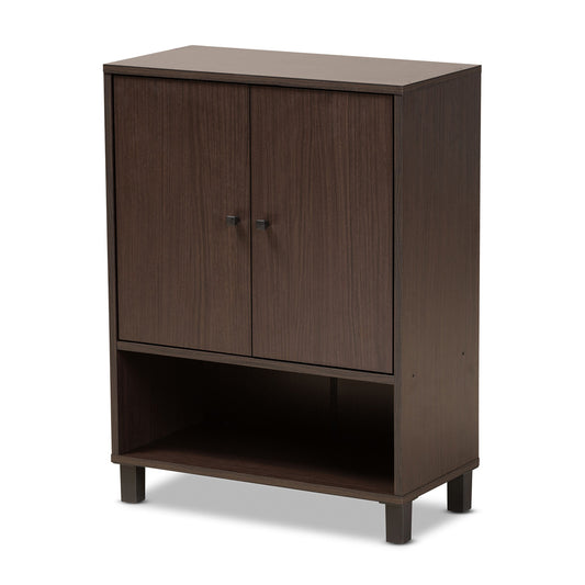 Baxton Studio - Rossin Shoe Cabinet in Dark Brown/Black - ATSC1613-Modi Wenge-Shoe Cabinet view 1