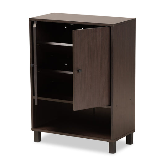 Baxton Studio - Rossin Shoe Cabinet in Dark Brown/Black - ATSC1613-Modi Wenge-Shoe Cabinet view 2
